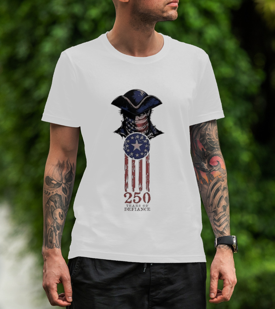 America 250 Years Of Defiance 1776 Patriot Hat And Stars T-Shirt
