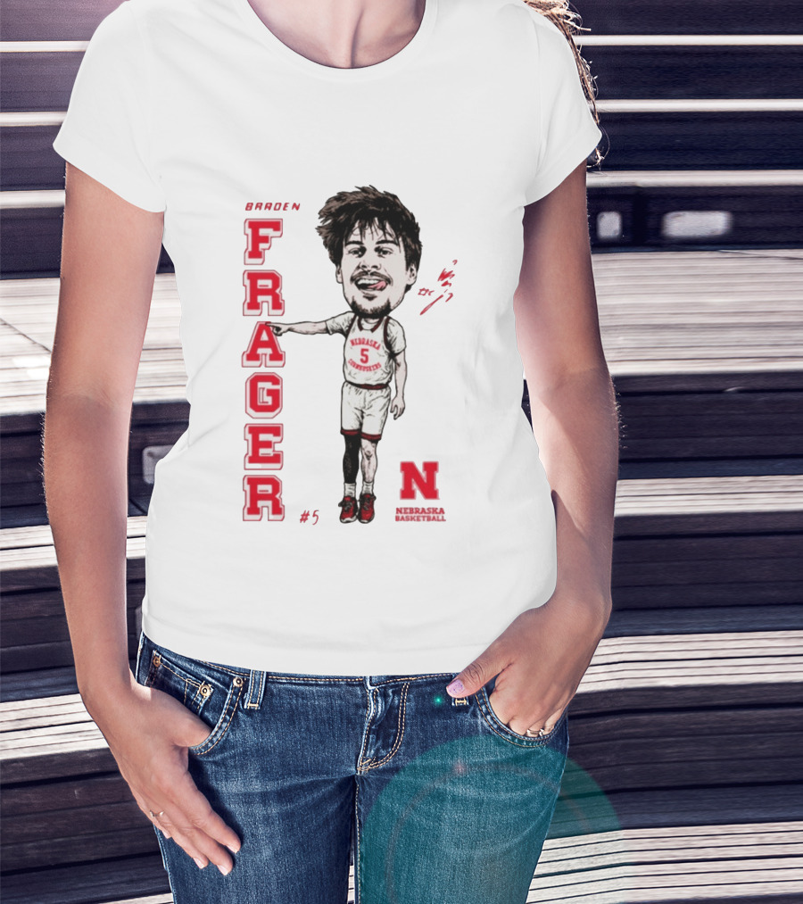 Braden Frager Nebraska Cornhuskers Basketball Caricature #5 T-Shirt