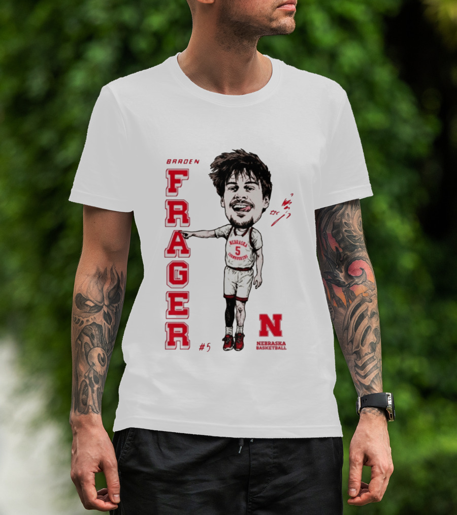 Braden Frager Nebraska Cornhuskers Basketball Caricature #5 T-Shirt