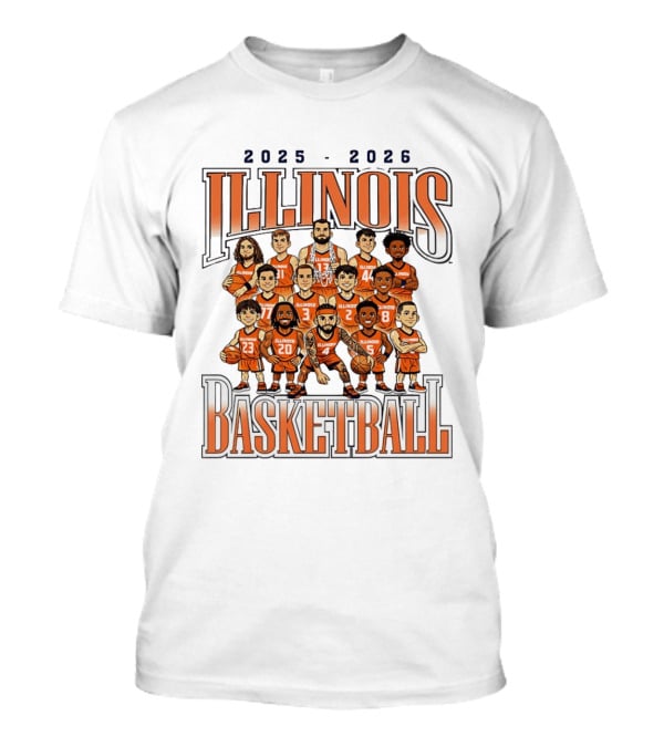 2025 2026 Illinois Basketball Team Caricature T-Shirt