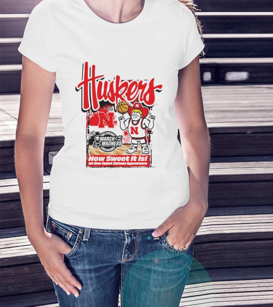 Nebraska Cornhuskers March Madness 2026 Sweet 16 Celebration Basketball Huskers How Sweet It Is T-Shirt
