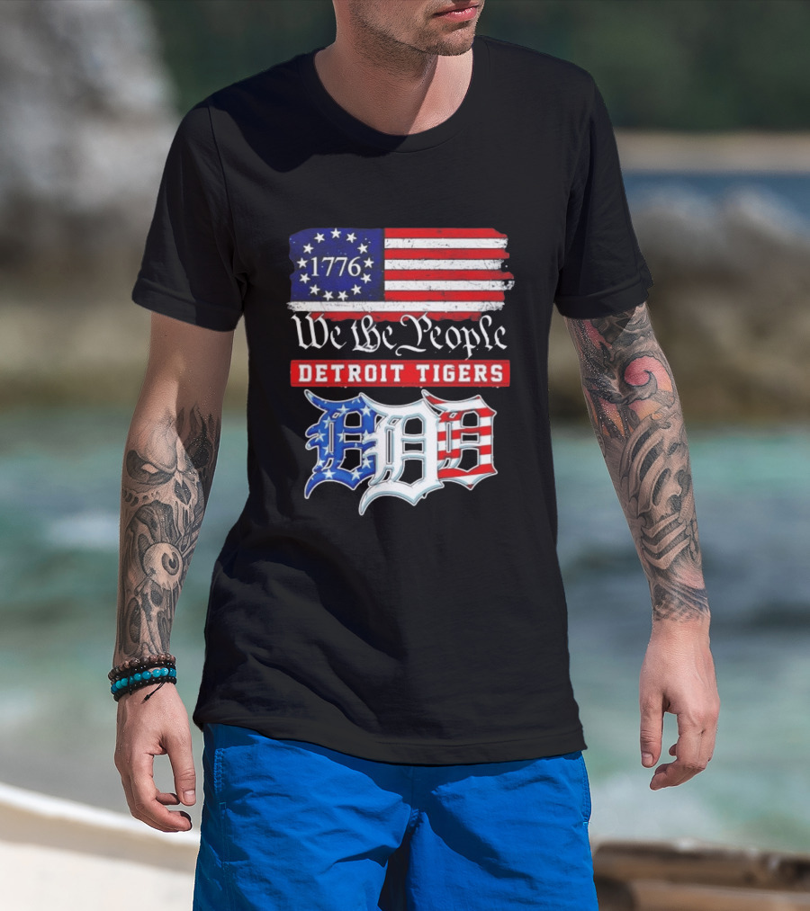 Detroit Tigers MLB 1776 We The People 250th Anniversary American Flag USA Baseball T-Shirt