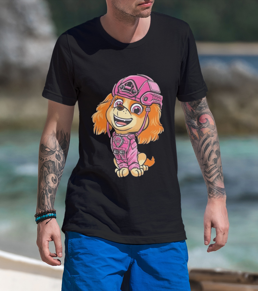 Paw Patrol Skye Air Rescue Pup In Pink Helmet And Suit T-Shirt