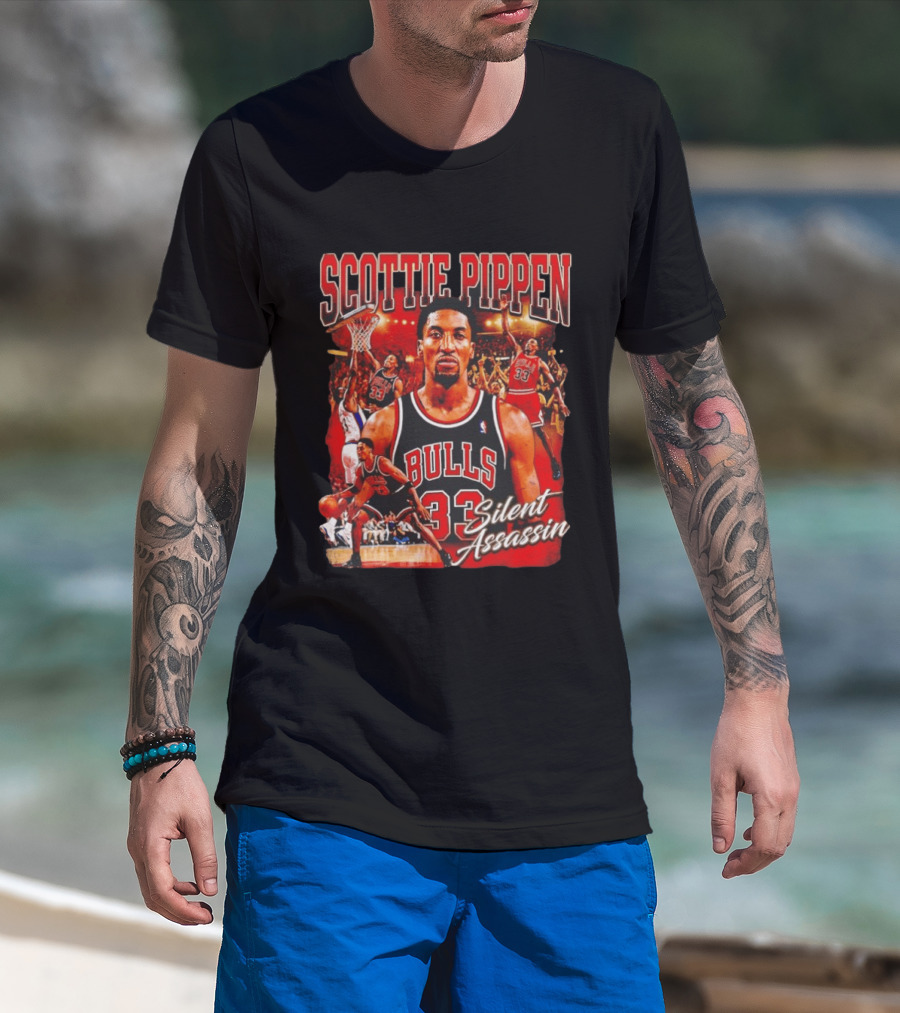 Scottie Pippen Chicago Bulls 33 Silent Assassin NBA T-Shirt