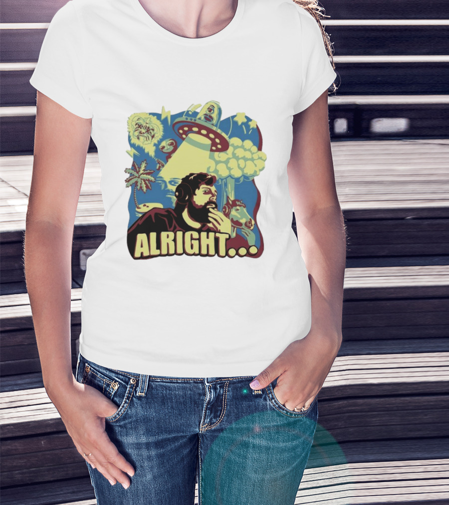 Forsen Alright UFO Meme With Headphones And Surreal T-Shirt