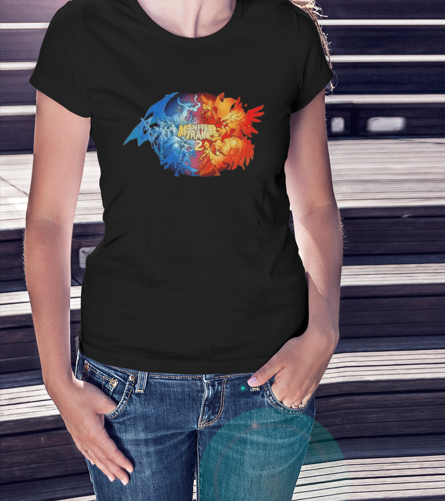 Monster Train 2 Blue Dragon Vs Red Phoenix Battle T-Shirt