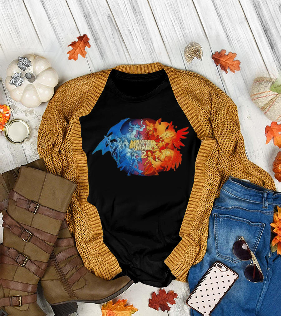 Monster Train 2 Blue Dragon vs Red Phoenix Battle T-Shirt