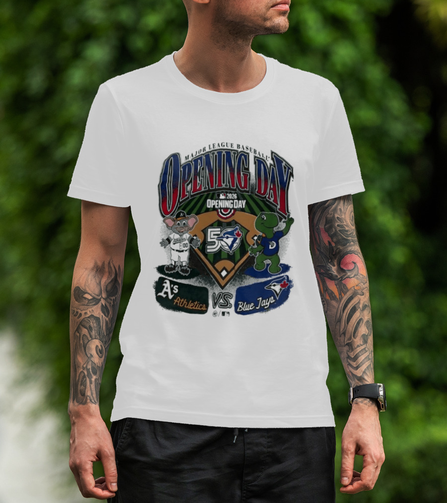 Major League Baseball Opening Day Athletics Vs Blue Jays 1992 T-Shirt