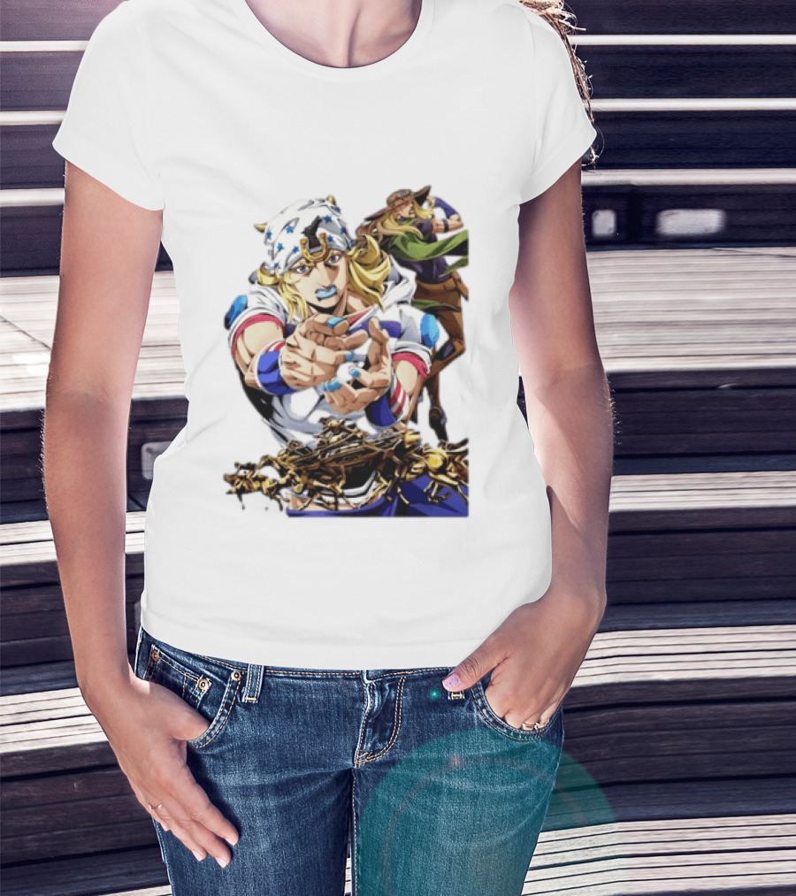 Steel Ball Run JoJo's Bizarre Adventure Gyro Zeppeli And Johnny Joestar Anime Characters T-Shirt