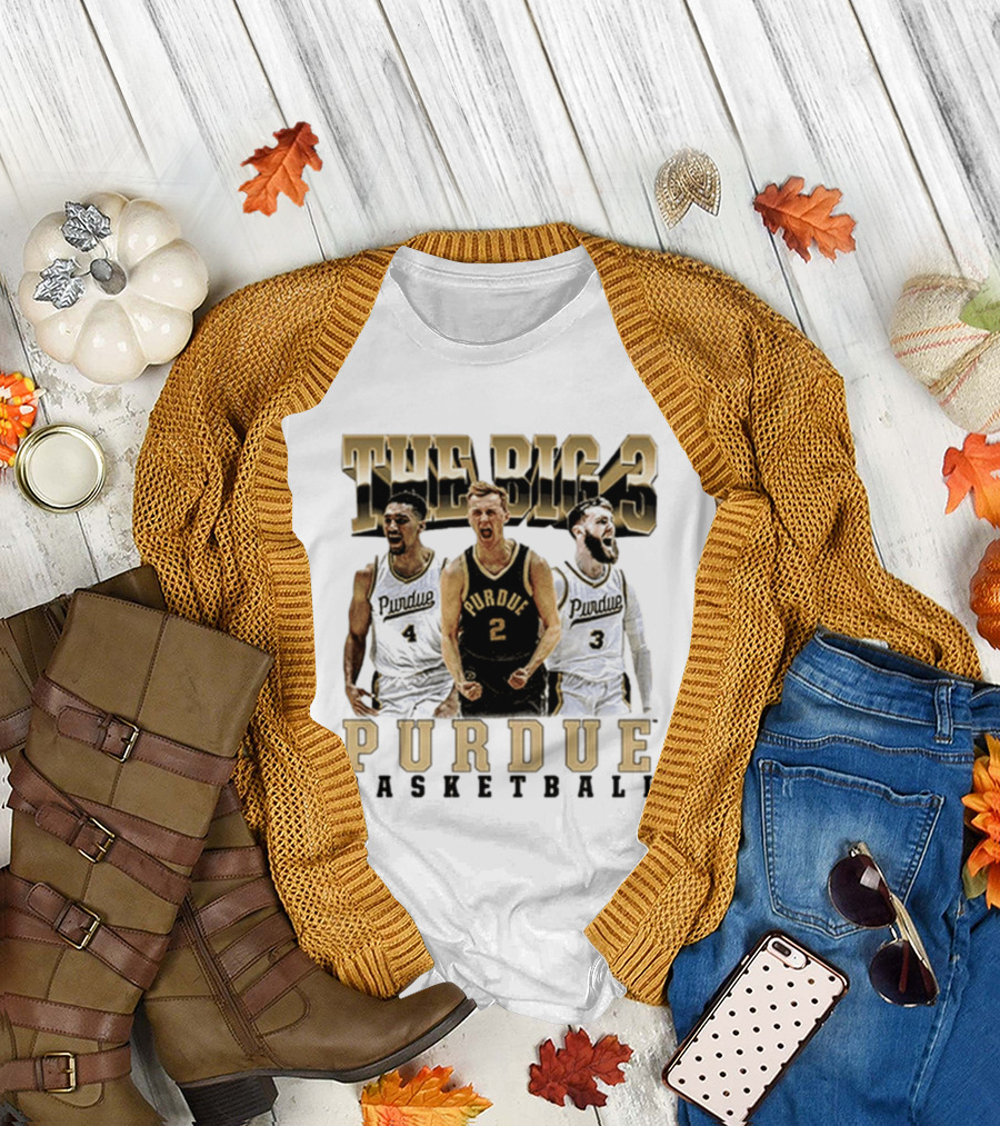 Purdue Basketball The Big 3 Player Collage T-Shirt
