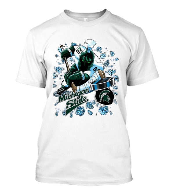 Michigan State Spartans Hockey Cartoon Player Spartan Head T-Shirt