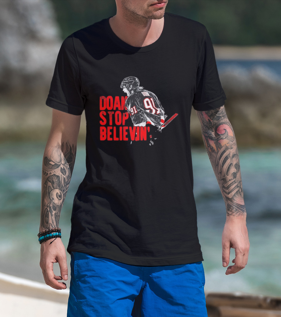 Josh Doan Stop Believin' Number 91 NHL Hockey T-Shirt
