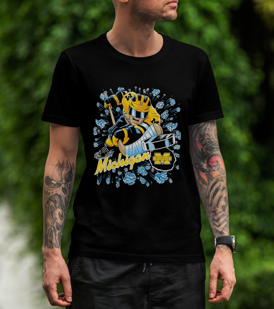 Michigan Wolverines Hockey Player Caricature 2026 Michigan M Team T-Shirt