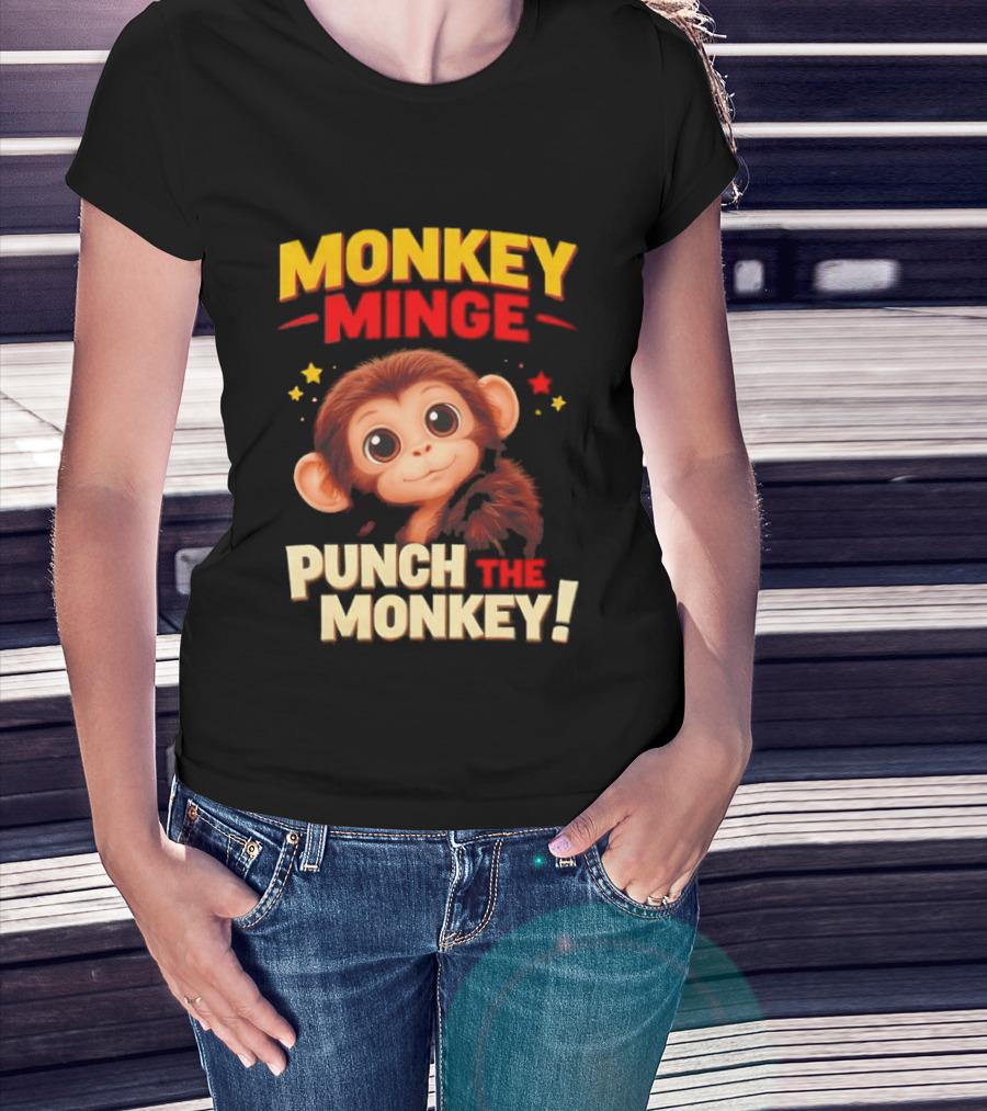 Monkey Minge Punch That Monkey Cute Cartoon Monkey T-Shirt