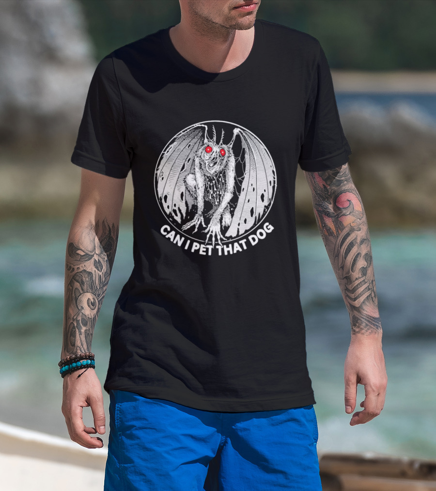 Mothman Can I Pet That Dog Meme Red Eyes Cryptid Humor T-Shirt