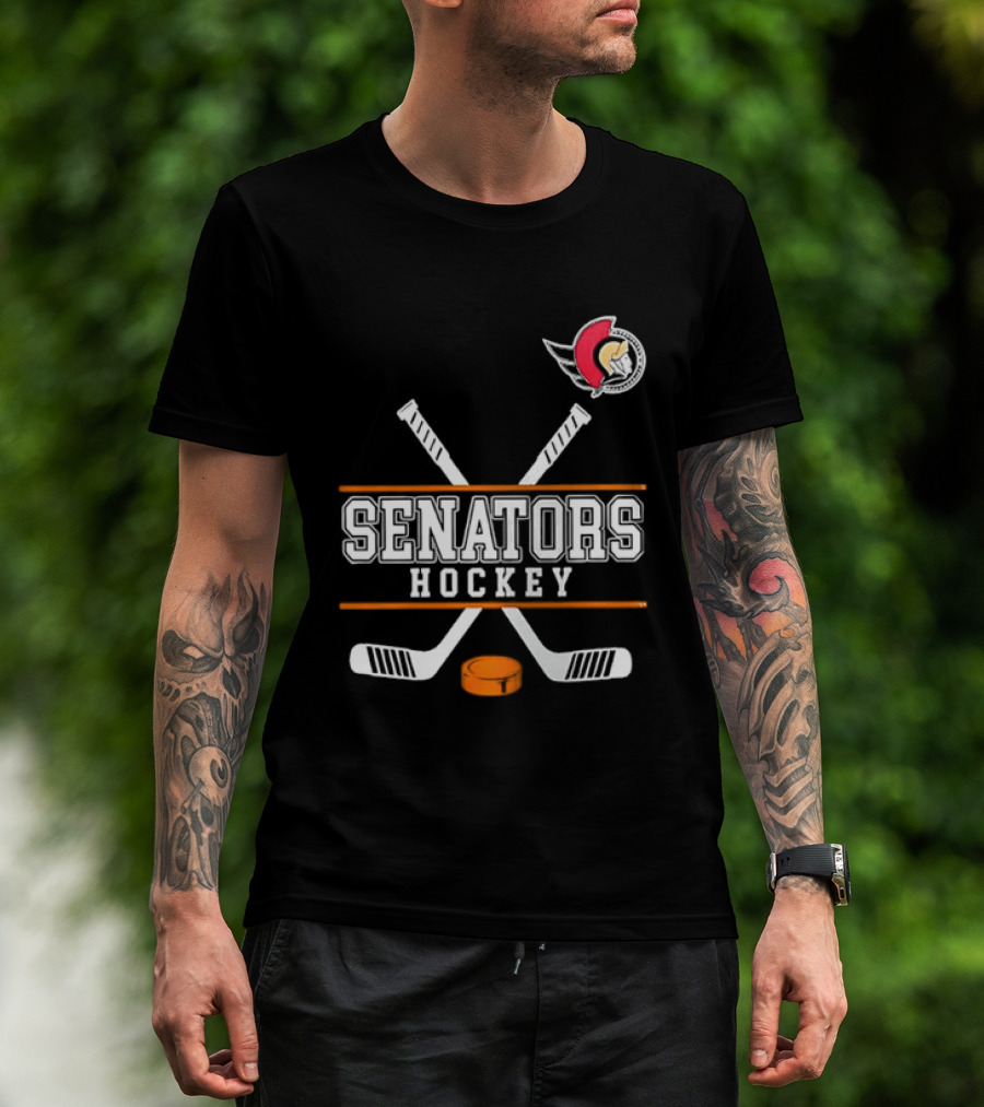 Ottawa Senators Hockey NHL Crossed Sticks T-Shirt