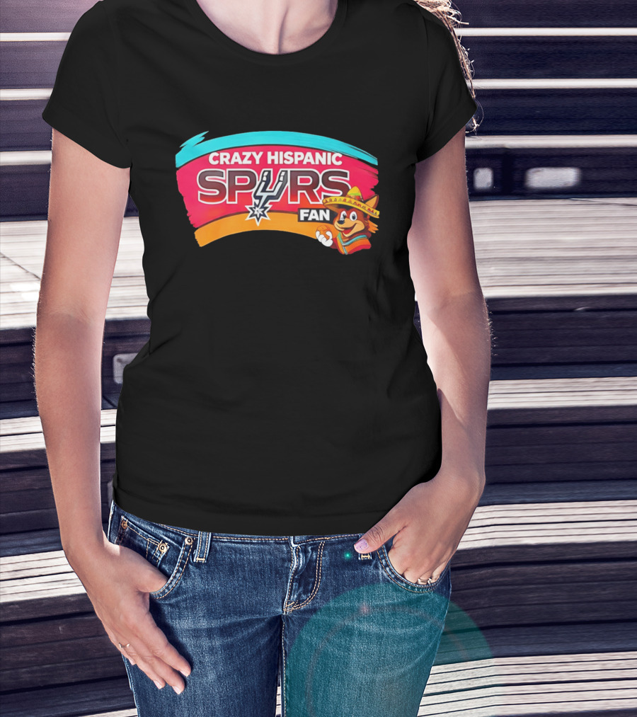 Crazy Hispanic San Antonio Spurs Fan Cartoon T-Shirt