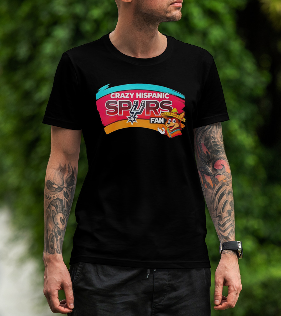 Crazy Hispanic San Antonio Spurs Fan Cartoon T-Shirt