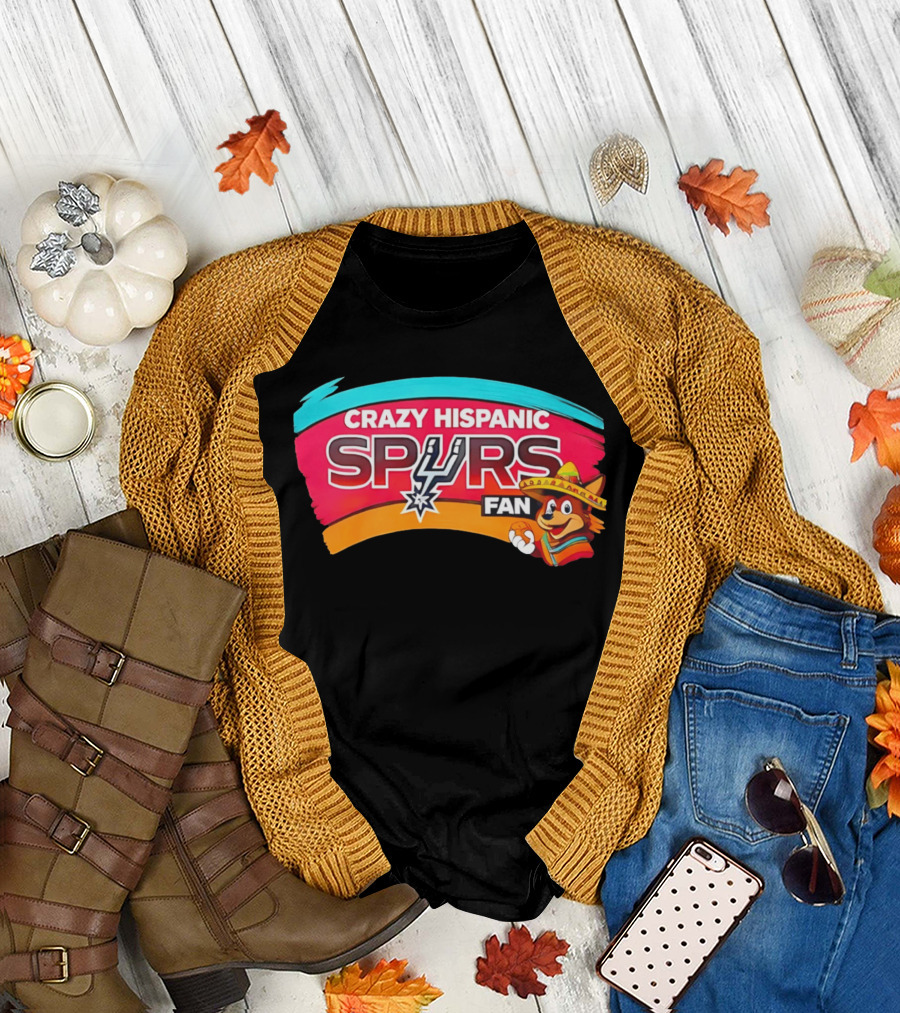 Crazy Hispanic San Antonio Spurs Fan Cartoon T-Shirt