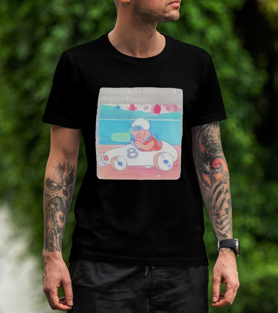 Indianrockolis 500 Legend Goggles Paesano Racing Car Number 8 T-Shirt