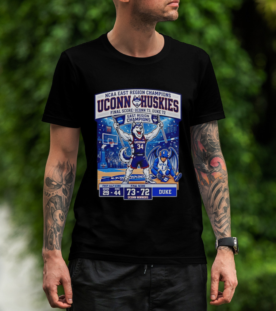 UConn Huskies NCAA East Region Champions Final Score 73 72 Over Duke T-Shirt