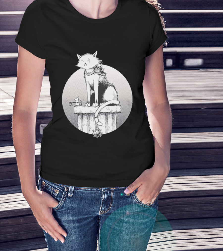Unlikely Companions White Cat Armor Mouse Weapon Adventure T-Shirt