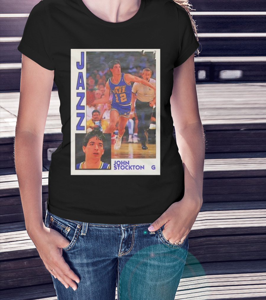 John Stockton Utah Jazz 1992 Basketball Card Vintage NBA Memorabilia T-Shirt