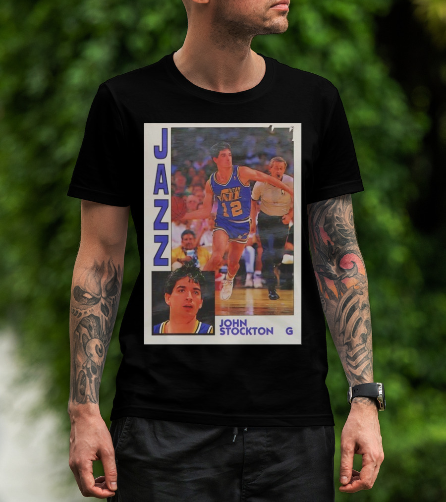 John Stockton Utah Jazz 1992 Basketball Card Vintage NBA Memorabilia T-Shirt
