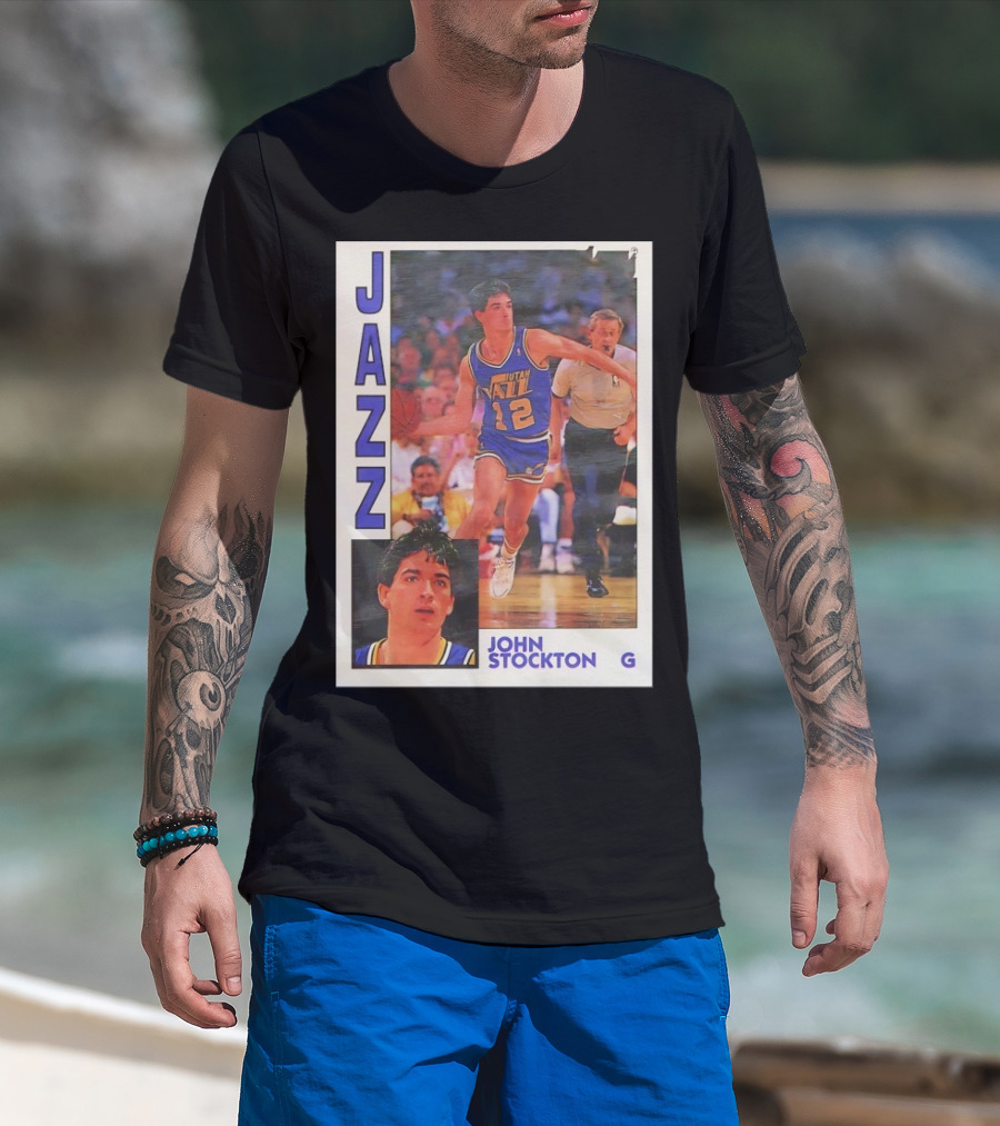 John Stockton Utah Jazz 1992 Basketball Card Vintage NBA Memorabilia T-Shirt