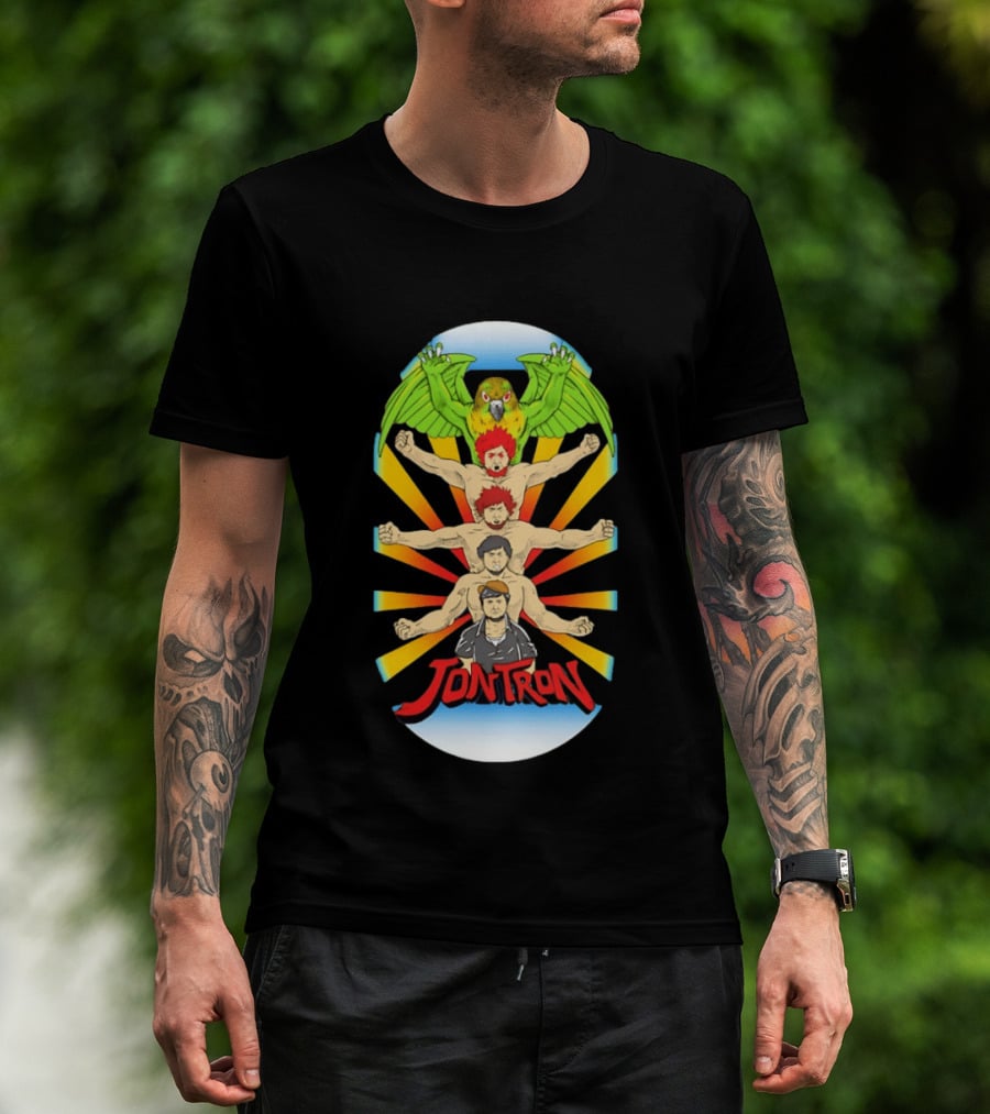 JonTron Characters Cartoon With Green Parrot T-Shirt