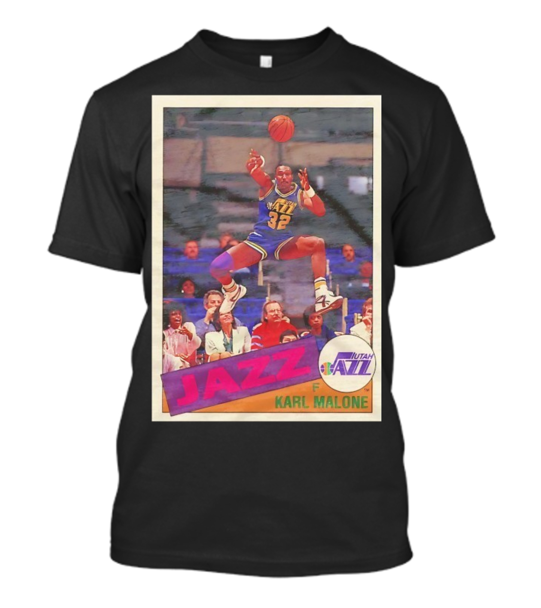 Utah Jazz Karl Malone 32 Basketball Card 1992 T-Shirt