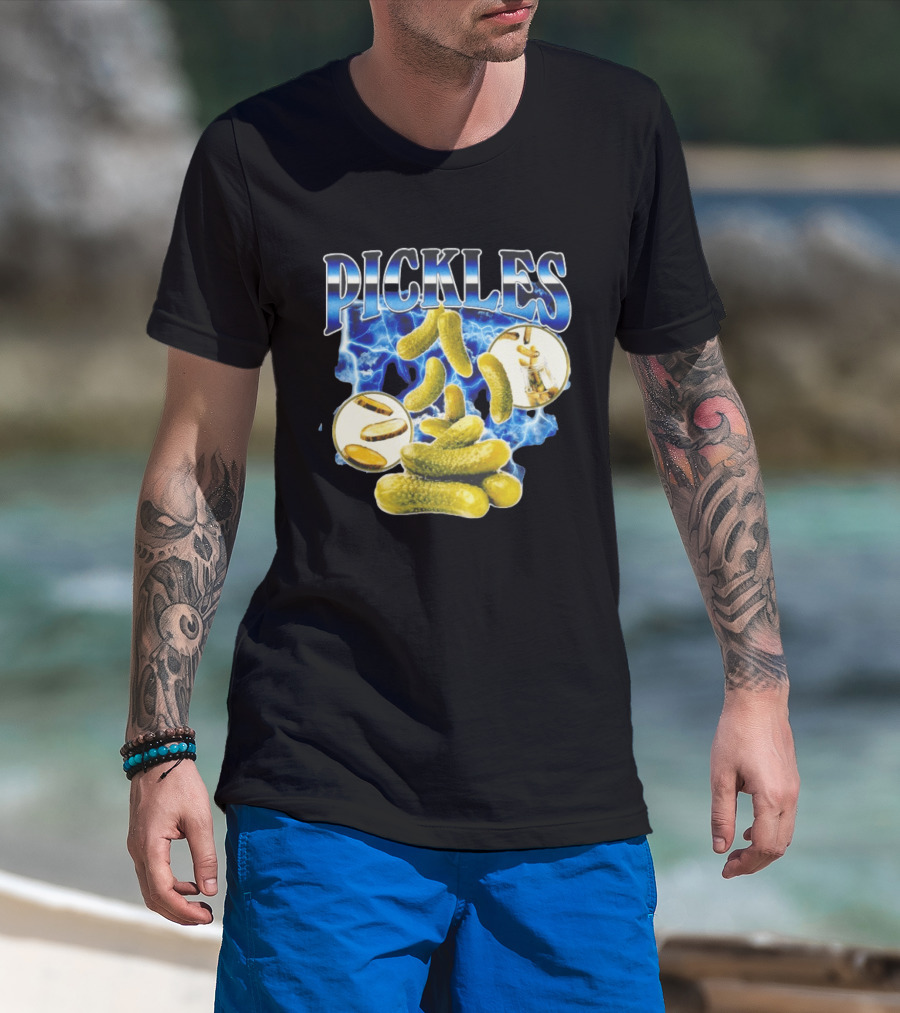 Thunder Pickles Crunch Power Electric Blue Lightning Pickles T-Shirt
