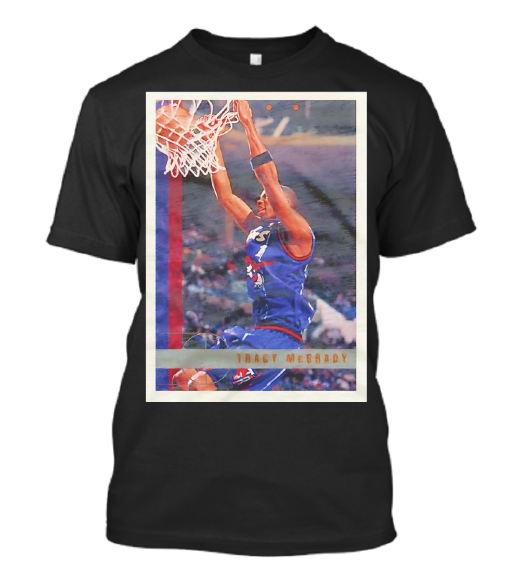 Tracy McGrady Toronto Raptors 1996 Basketball Card Dunk Slam T-Shirt