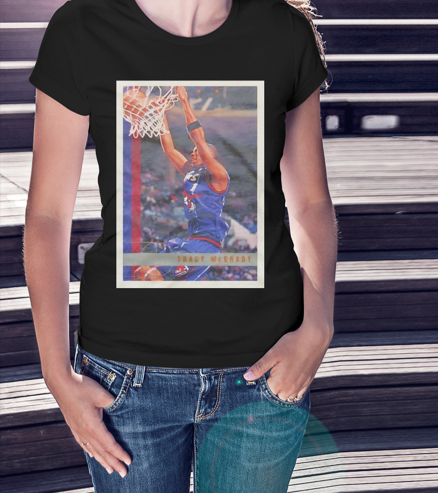 Tracy McGrady Toronto Raptors 1996 Basketball Card Dunk Slam T-Shirt