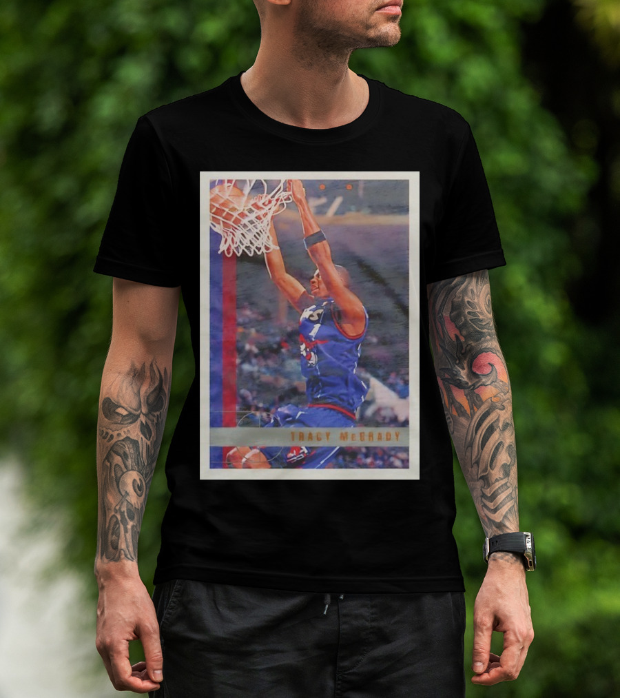 Tracy McGrady Toronto Raptors 1996 Basketball Card Dunk Slam T-Shirt