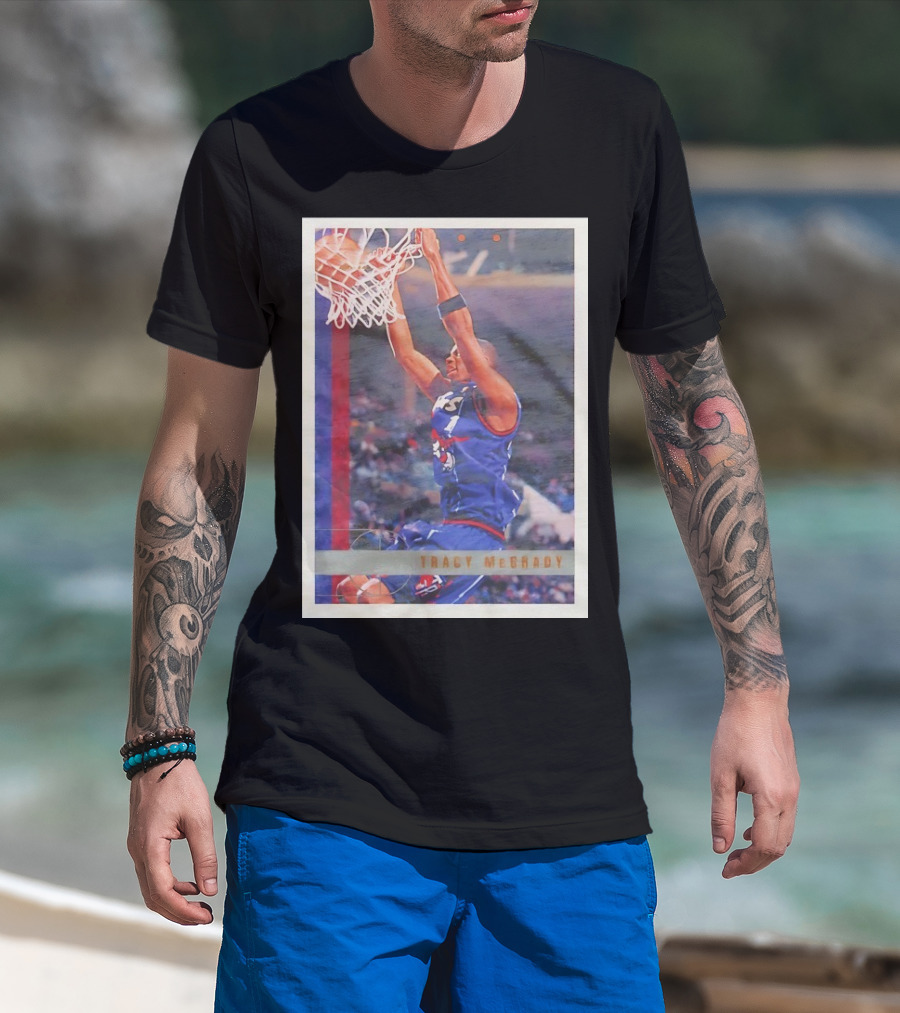 Tracy McGrady Toronto Raptors 1996 Basketball Card Dunk Slam T-Shirt