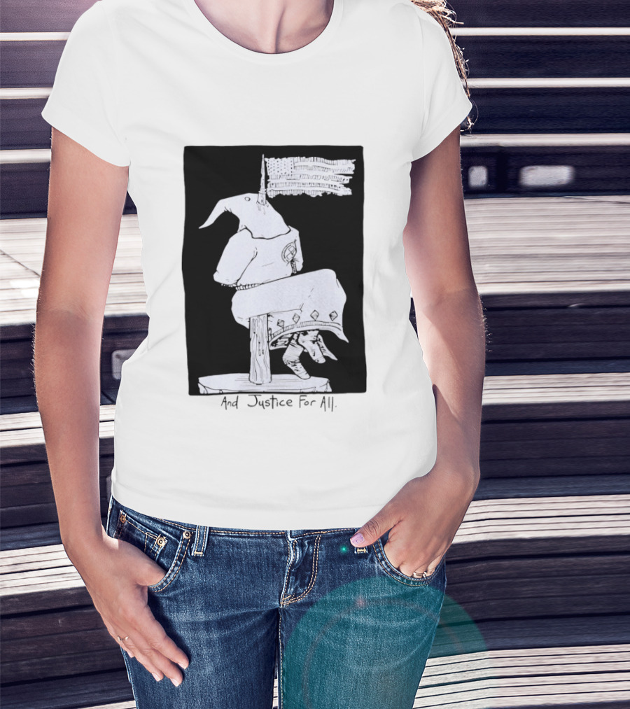 Anti Ku Klux Klan And Justice For All Hanging Effigy With Flag T-Shirt