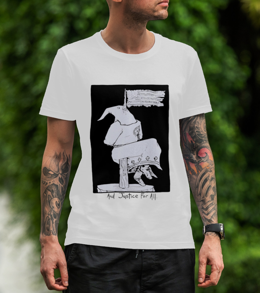 Anti Ku Klux Klan And Justice For All Hanging Effigy With Flag T-Shirt