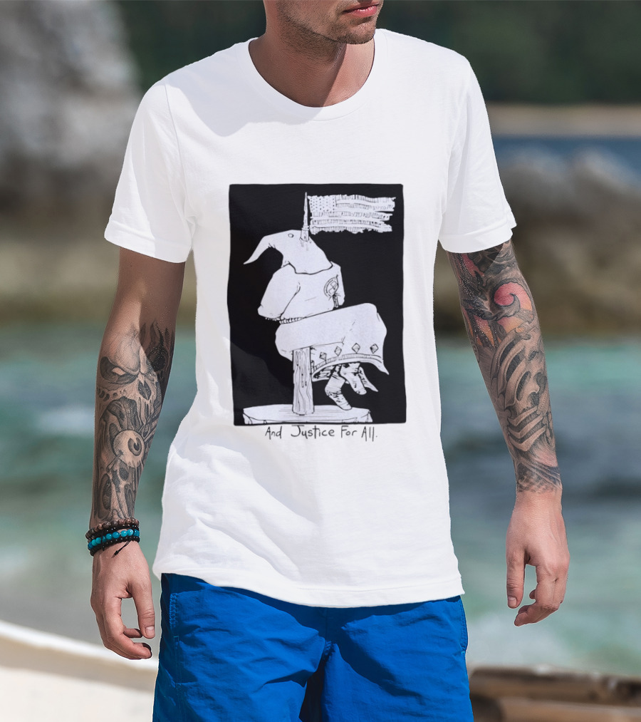 Anti Ku Klux Klan And Justice For All Hanging Effigy With Flag T-Shirt