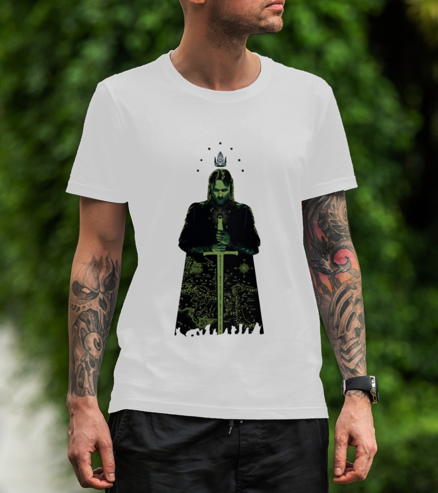 The Lord Of The Rings Aragorn Sword Map Middle Earth King T-Shirt