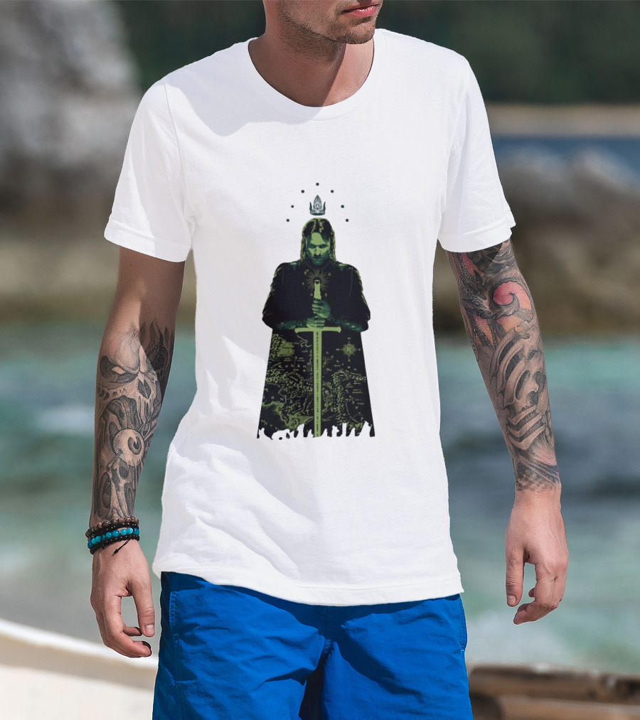 The Lord Of The Rings Aragorn Sword Map Middle Earth King T-Shirt