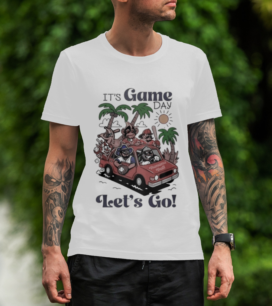 It's Game Day Let's Go Banana Ball Van And Palm Trees Adventure T-Shirt