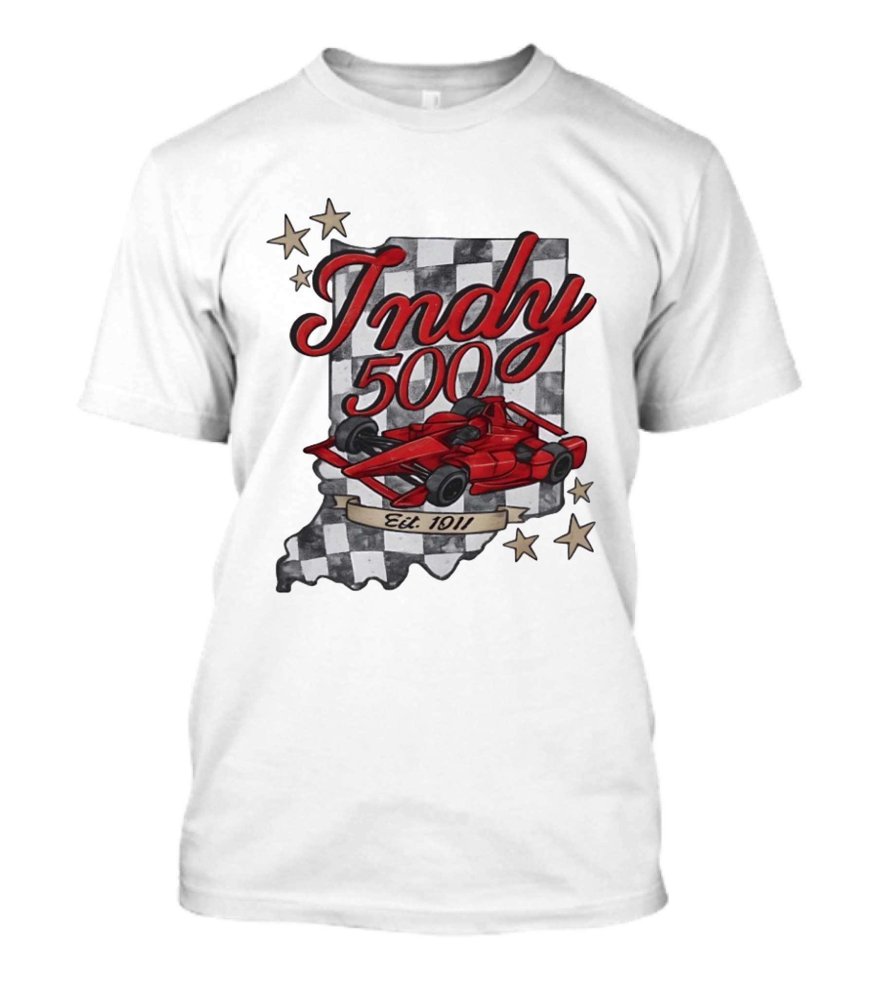Indy 500 Racing Checkered Flag Red Race Car Est. 1911 Indianapolis T-Shirt