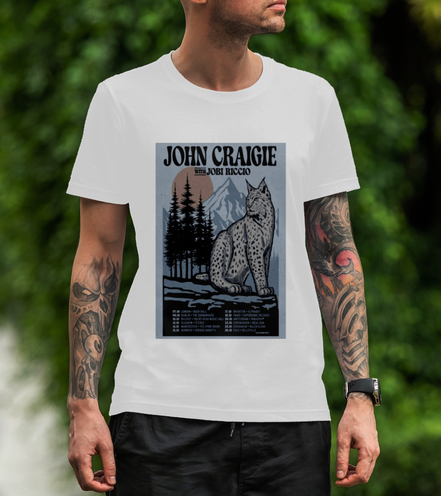 John Craigie With Jobi Riccio Tour 2026 Europe Concert Dates Lynx Mountain Forest T-Shirt