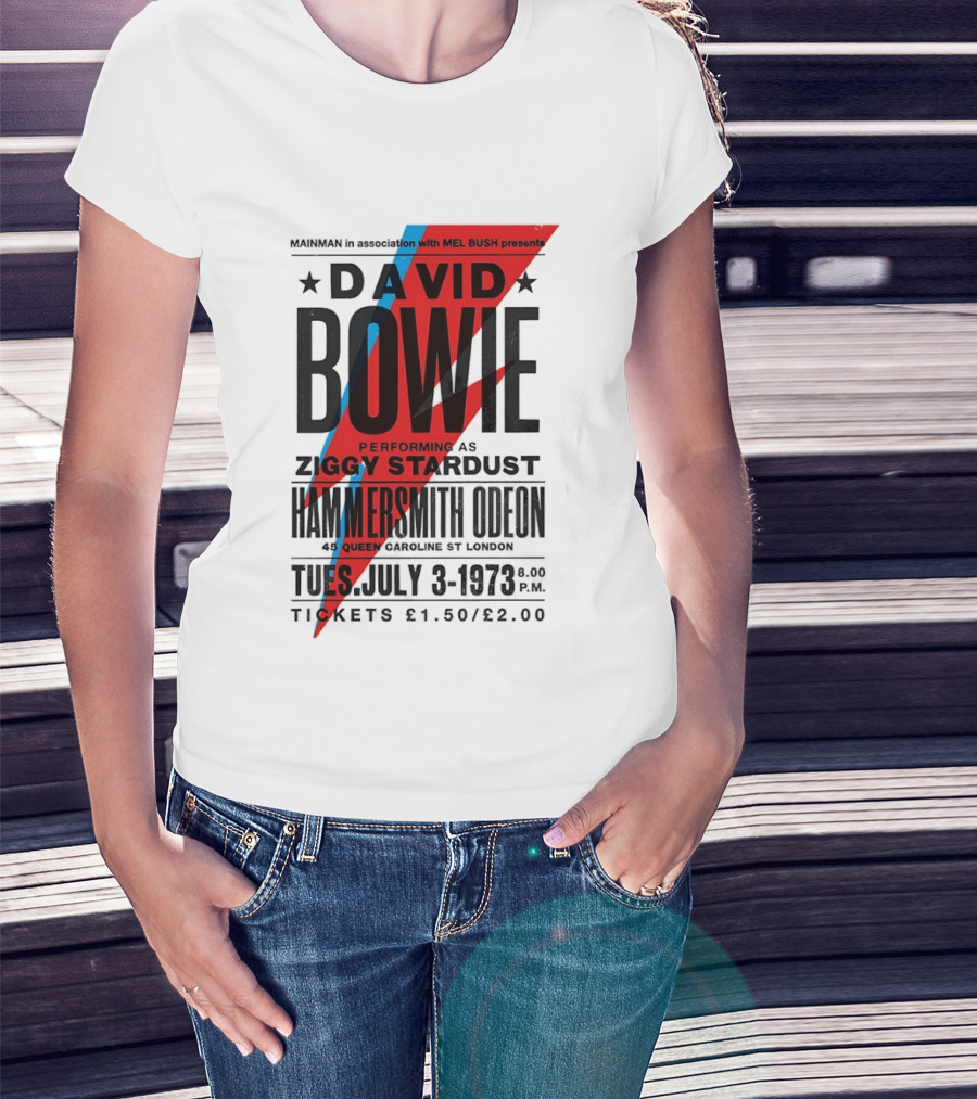 David Bowie Performing As Ziggy Stardust Hammersmith Odeon London July 3 1973 T-Shirt