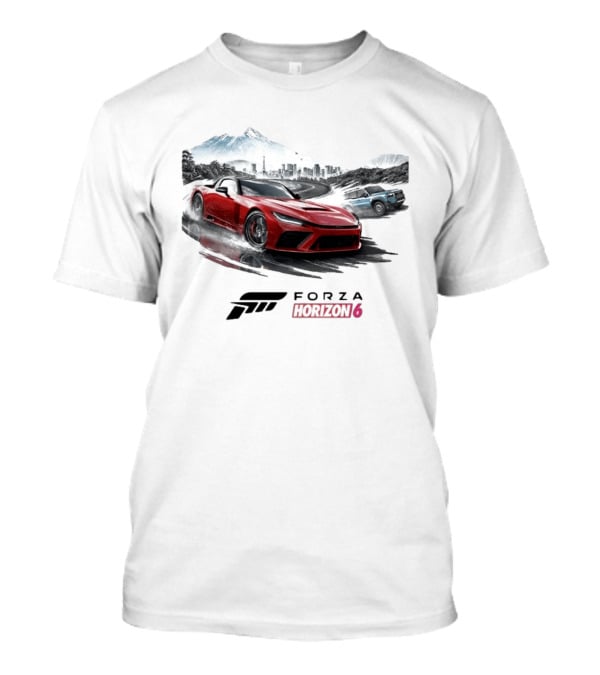 Forza Horizon 6 Red Sports Car And SUV Racing Scene T-Shirt