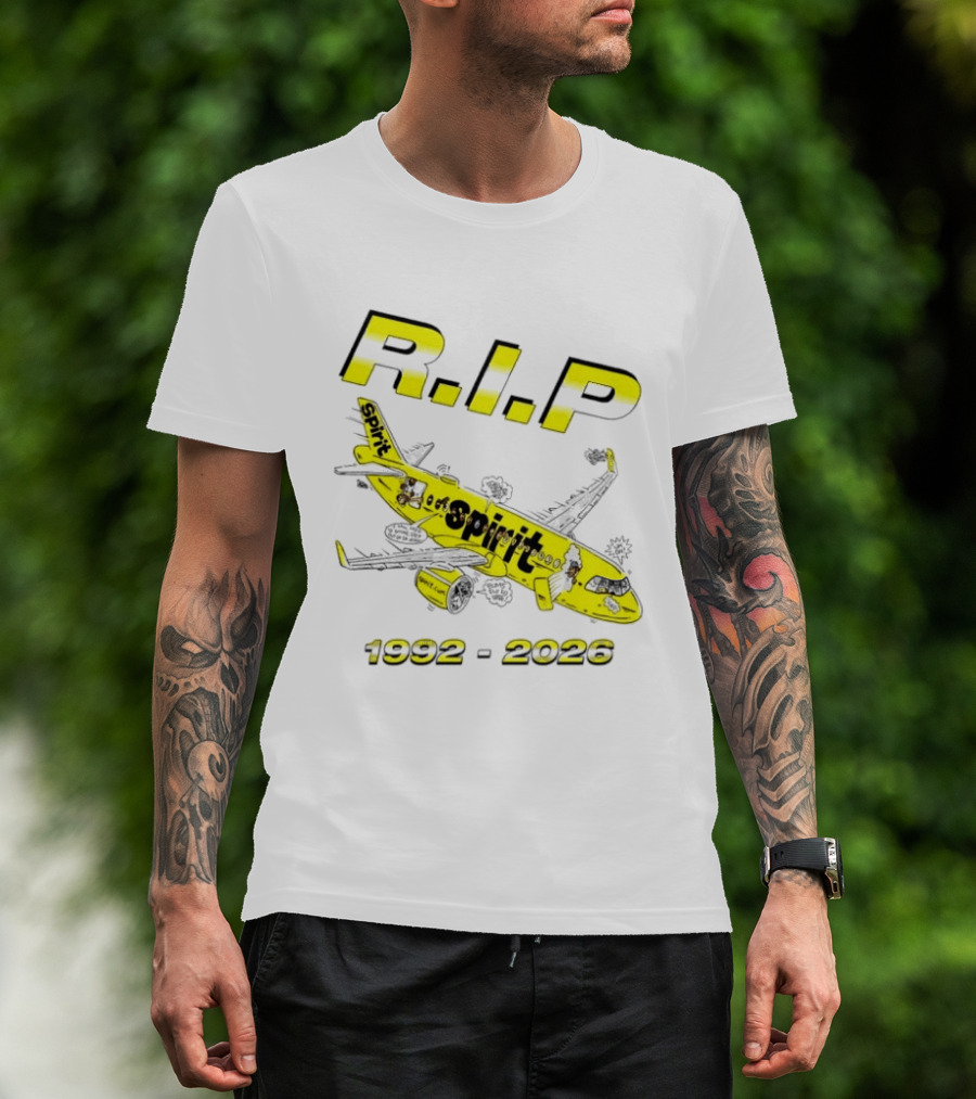 RIP Spirit Airlines 1992 2026 Yellow Plane Cartoon T-Shirt