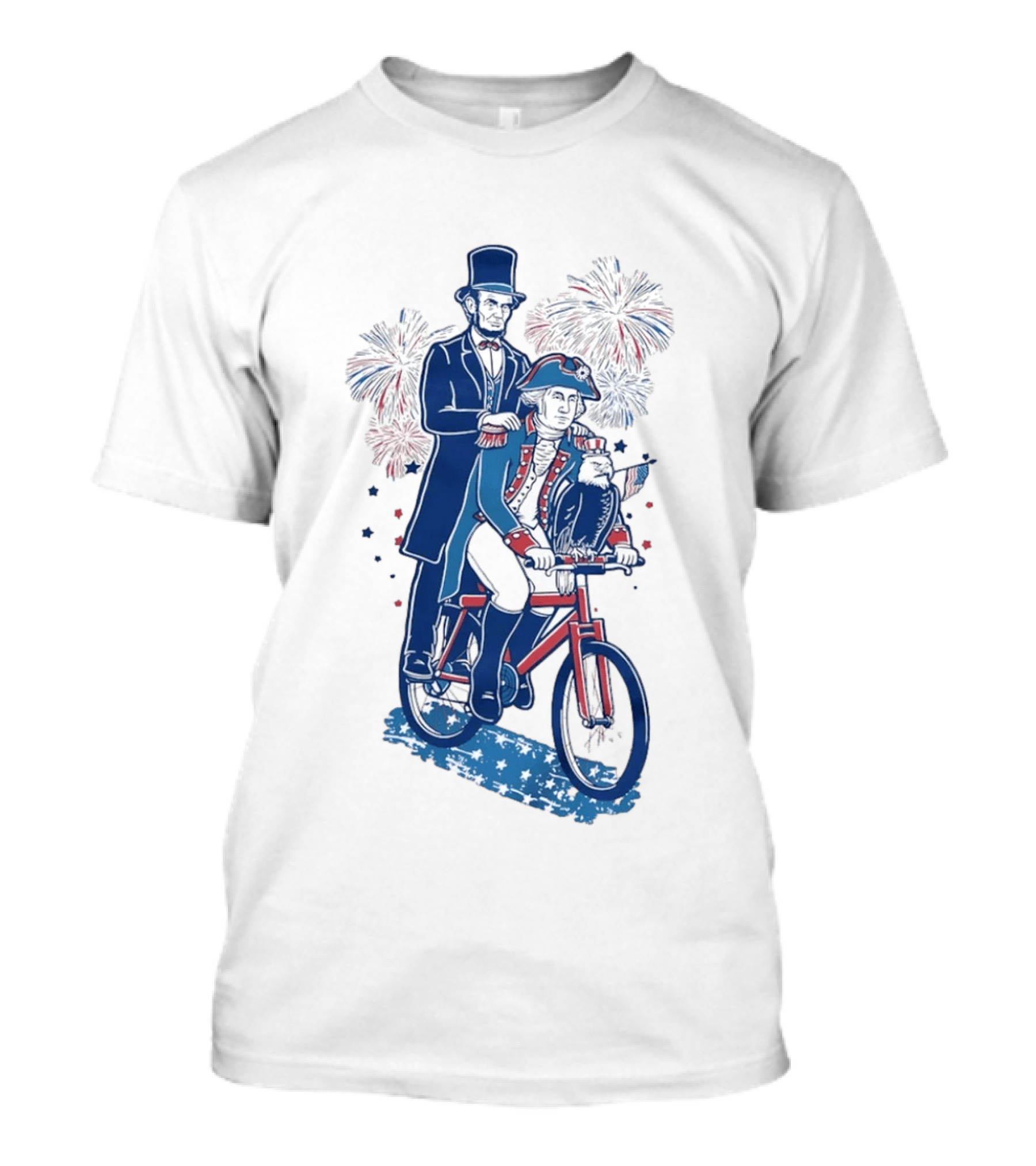 Free Ride George Washington Abe Lincoln Fireworks July 4th Bicycle Eagle T-Shirt
