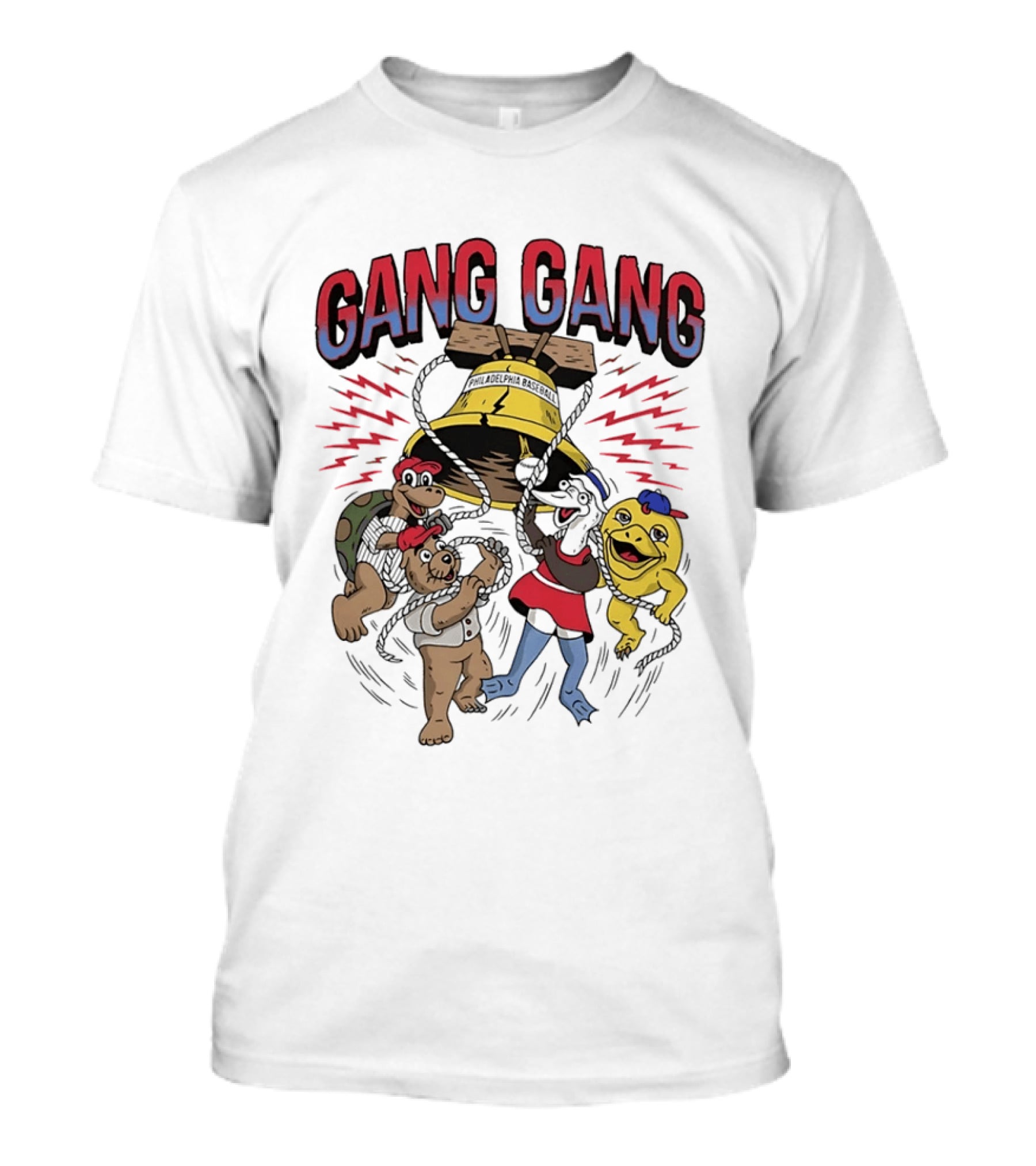 Philadelphia Phillies Liberty Bell Characters Gang Gang T-Shirt