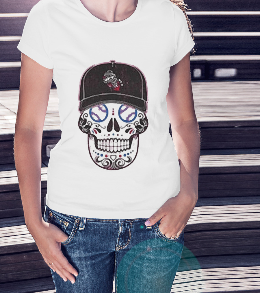 Rocket City Trash Pandas Sugar Skull Hat Baseball T-Shirt
